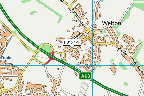 HU15 1PF map - OS VectorMap District (Ordnance Survey)