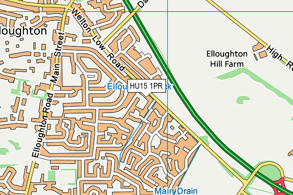 HU15 1PR map - OS VectorMap District (Ordnance Survey)