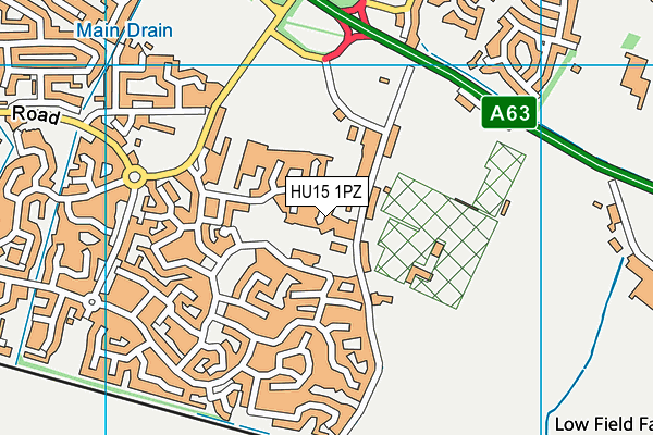 HU15 1PZ map - OS VectorMap District (Ordnance Survey)