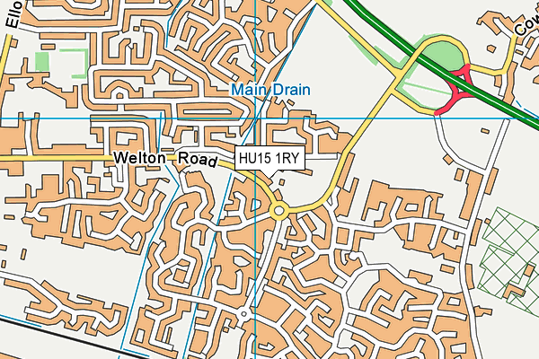 HU15 1RY map - OS VectorMap District (Ordnance Survey)