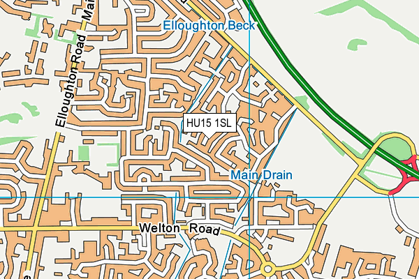 HU15 1SL map - OS VectorMap District (Ordnance Survey)
