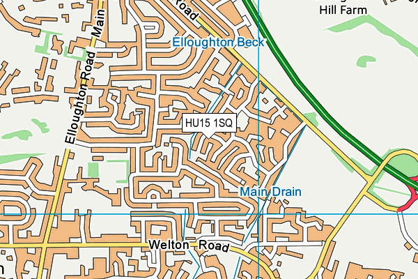 HU15 1SQ map - OS VectorMap District (Ordnance Survey)