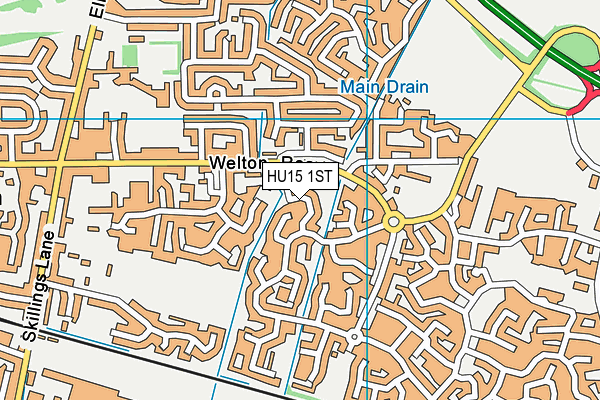 HU15 1ST map - OS VectorMap District (Ordnance Survey)
