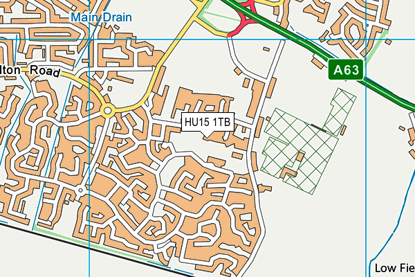 HU15 1TB map - OS VectorMap District (Ordnance Survey)