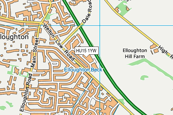 HU15 1YW map - OS VectorMap District (Ordnance Survey)