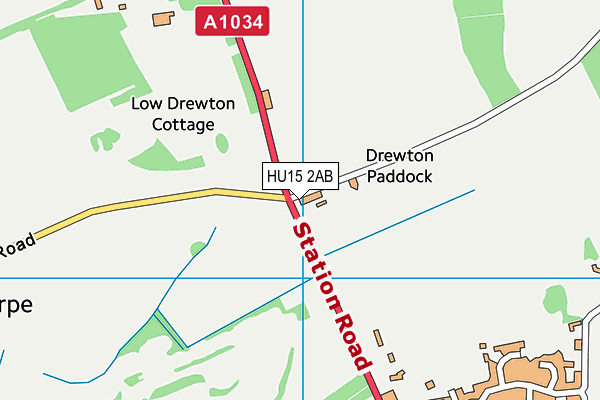 HU15 2AB map - OS VectorMap District (Ordnance Survey)