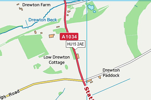 HU15 2AE map - OS VectorMap District (Ordnance Survey)