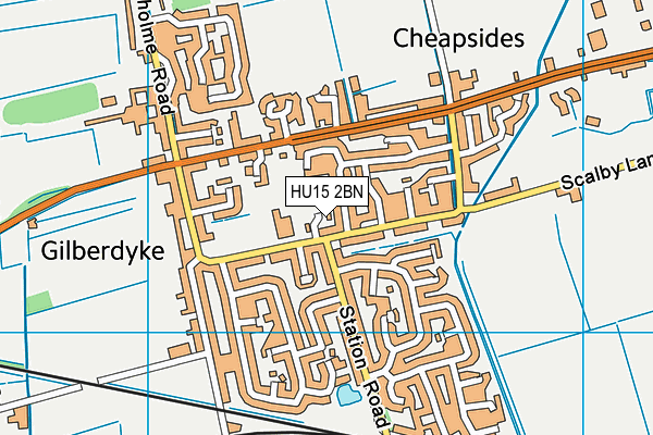 HU15 2BN map - OS VectorMap District (Ordnance Survey)
