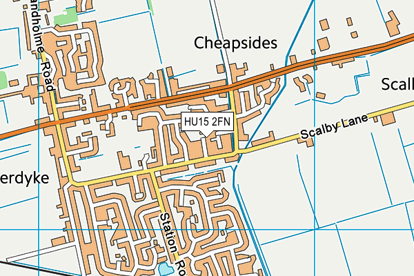 HU15 2FN map - OS VectorMap District (Ordnance Survey)