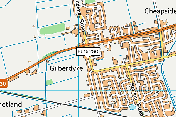 HU15 2GQ map - OS VectorMap District (Ordnance Survey)