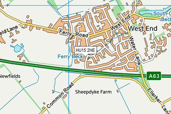 HU15 2HE map - OS VectorMap District (Ordnance Survey)