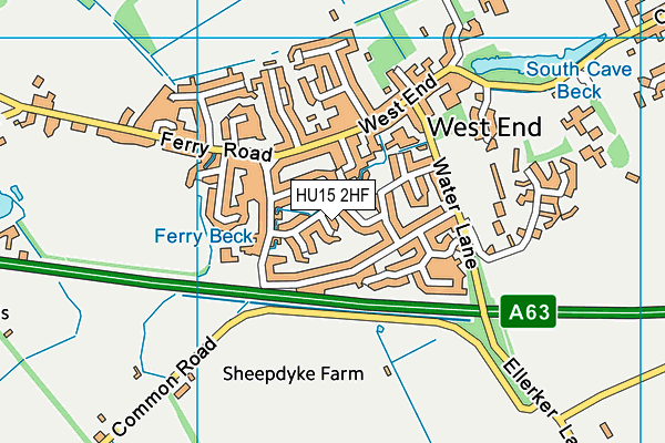 HU15 2HF map - OS VectorMap District (Ordnance Survey)