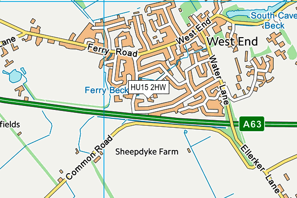 HU15 2HW map - OS VectorMap District (Ordnance Survey)