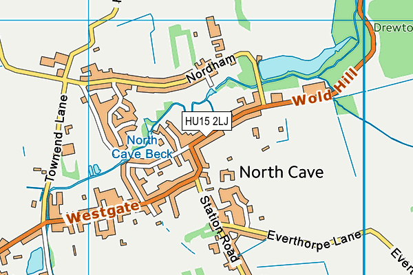 North Cave Playing Fields map (HU15 2LJ) - OS VectorMap District (Ordnance Survey)