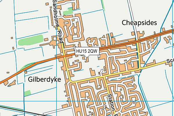 HU15 2QW map - OS VectorMap District (Ordnance Survey)