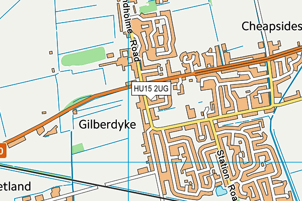 Gilberdyke War Memorial Hall map (HU15 2UG) - OS VectorMap District (Ordnance Survey)