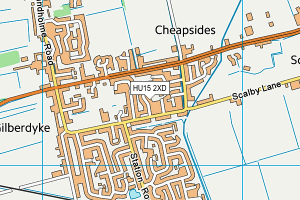 HU15 2XD map - OS VectorMap District (Ordnance Survey)