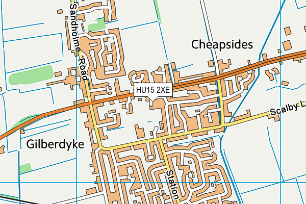HU15 2XE map - OS VectorMap District (Ordnance Survey)
