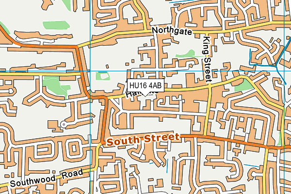 HU16 4AB map - OS VectorMap District (Ordnance Survey)