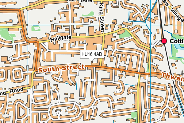 HU16 4AD map - OS VectorMap District (Ordnance Survey)