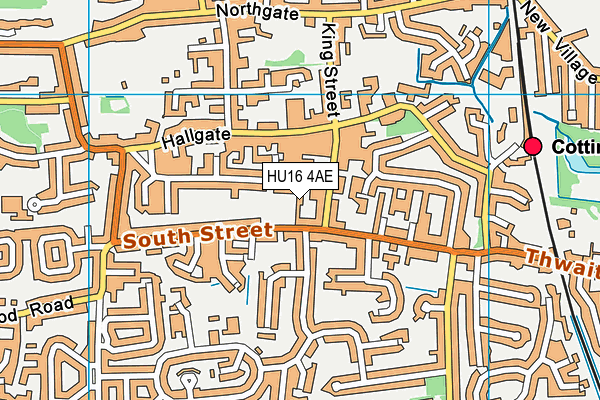 HU16 4AE map - OS VectorMap District (Ordnance Survey)