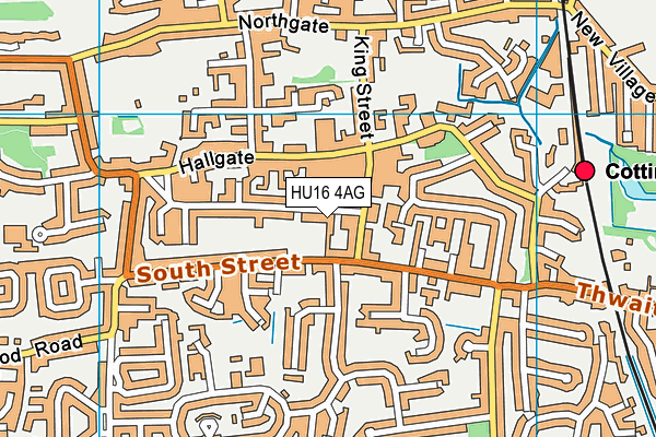 HU16 4AG map - OS VectorMap District (Ordnance Survey)