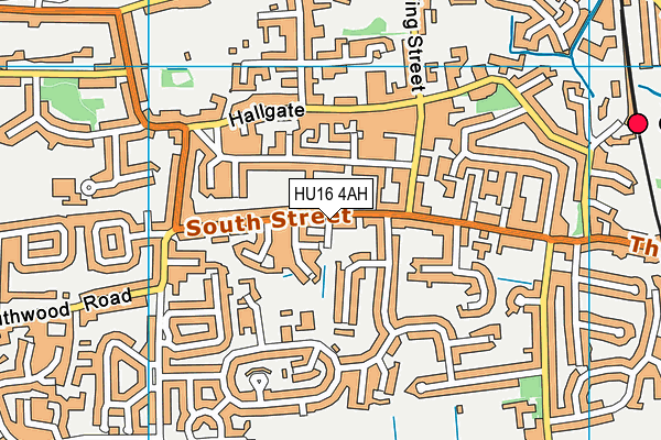 HU16 4AH map - OS VectorMap District (Ordnance Survey)