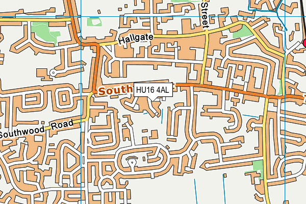 HU16 4AL map - OS VectorMap District (Ordnance Survey)