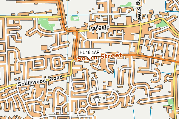 HU16 4AP map - OS VectorMap District (Ordnance Survey)