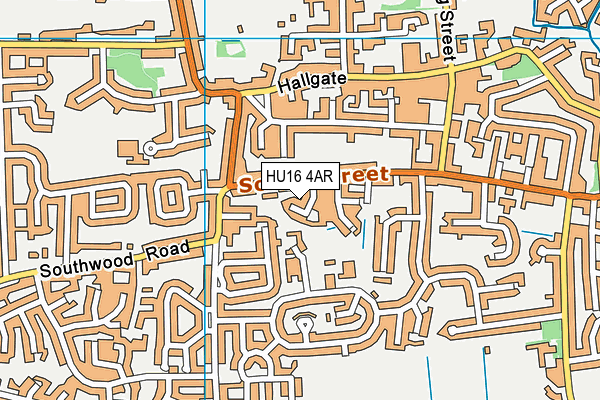 HU16 4AR map - OS VectorMap District (Ordnance Survey)