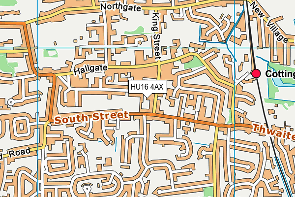 HU16 4AX map - OS VectorMap District (Ordnance Survey)