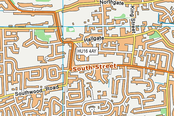 HU16 4AY map - OS VectorMap District (Ordnance Survey)
