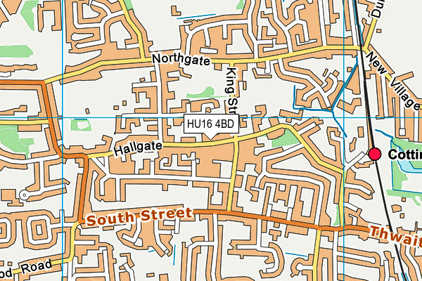 HU16 4BD map - OS VectorMap District (Ordnance Survey)