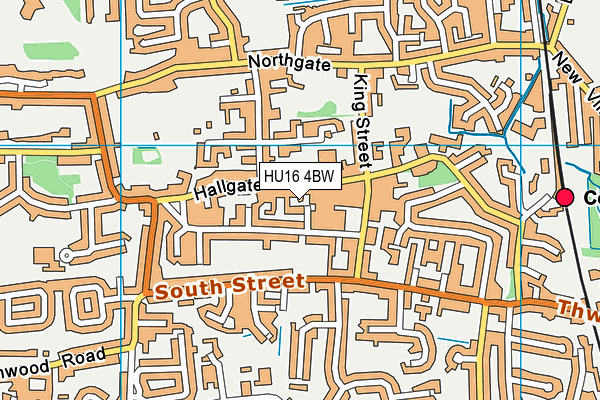 HU16 4BW map - OS VectorMap District (Ordnance Survey)