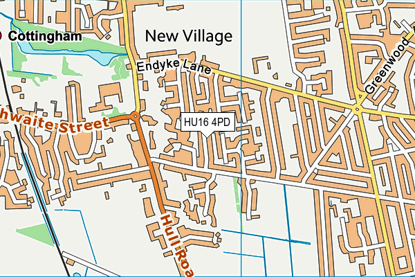 HU16 4PD map - OS VectorMap District (Ordnance Survey)
