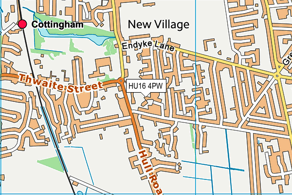 HU16 4PW map - OS VectorMap District (Ordnance Survey)