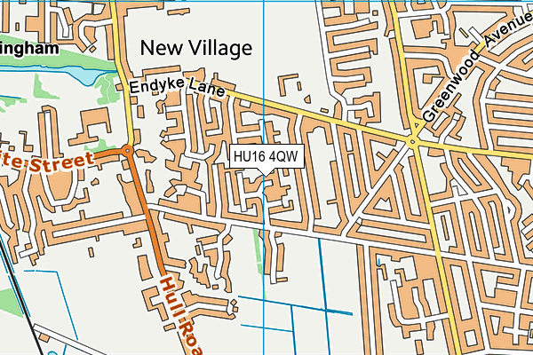 HU16 4QW map - OS VectorMap District (Ordnance Survey)