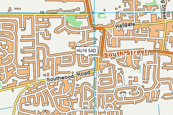 HU16 5AD map - OS VectorMap District (Ordnance Survey)