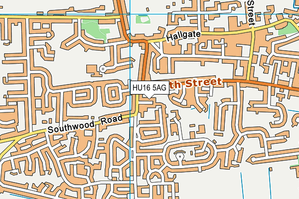 HU16 5AG map - OS VectorMap District (Ordnance Survey)