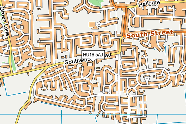 HU16 5AJ map - OS VectorMap District (Ordnance Survey)