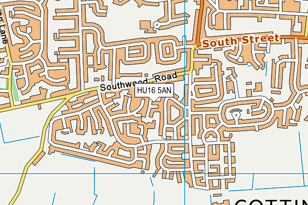 HU16 5AN map - OS VectorMap District (Ordnance Survey)