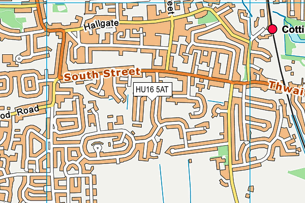 HU16 5AT map - OS VectorMap District (Ordnance Survey)