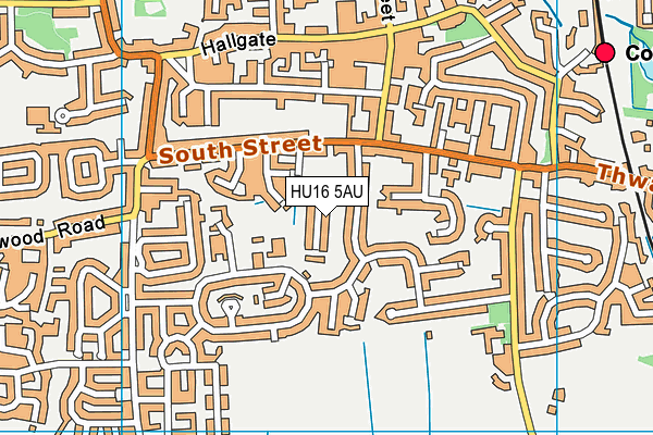 HU16 5AU map - OS VectorMap District (Ordnance Survey)