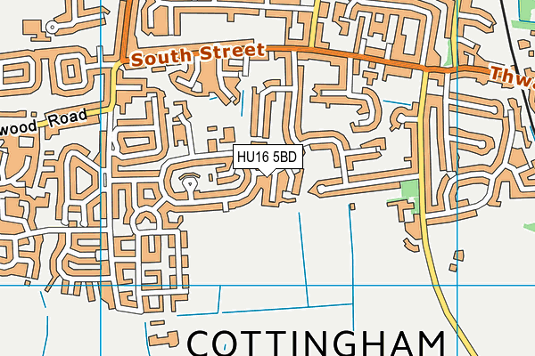 HU16 5BD map - OS VectorMap District (Ordnance Survey)