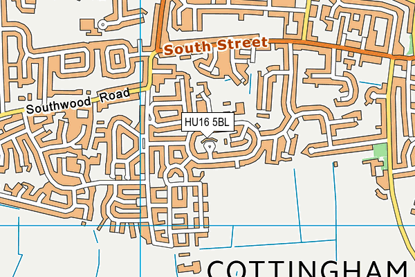 HU16 5BL map - OS VectorMap District (Ordnance Survey)