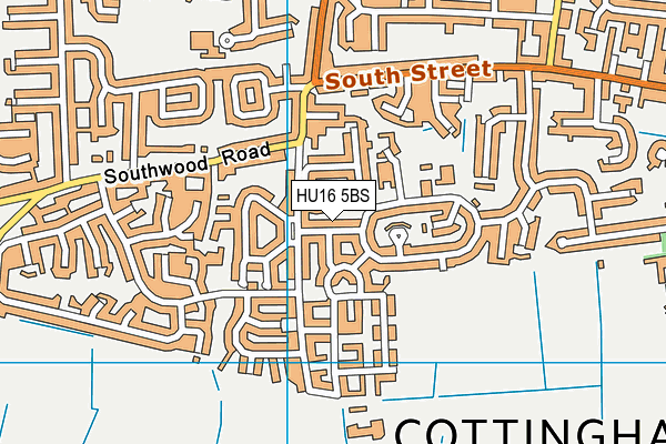 HU16 5BS map - OS VectorMap District (Ordnance Survey)