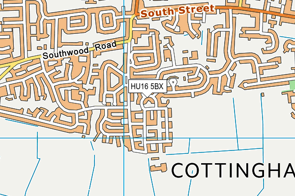 HU16 5BX map - OS VectorMap District (Ordnance Survey)