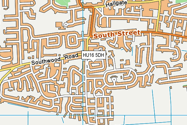 HU16 5DH map - OS VectorMap District (Ordnance Survey)