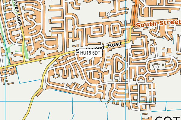 HU16 5DT map - OS VectorMap District (Ordnance Survey)