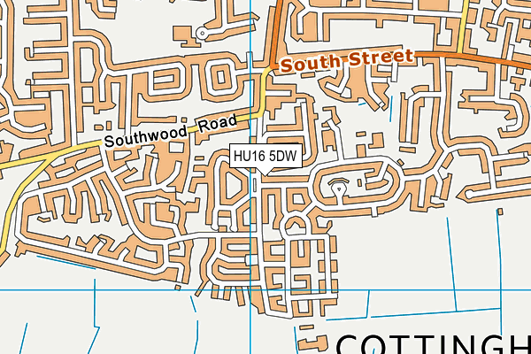 HU16 5DW map - OS VectorMap District (Ordnance Survey)